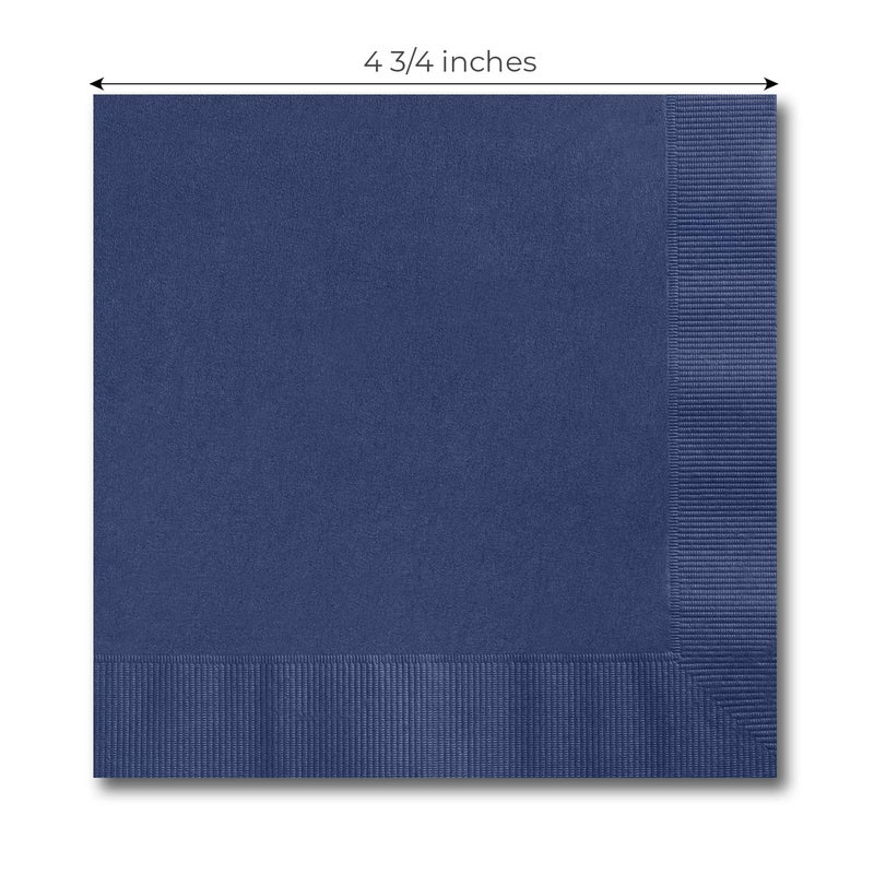 Canopy Street Navy Blue Beverage Napkins / 100 Count Small Napkins / 4 3/4" x 4 3/4" Square Cocktail Event Napkin/Graduation Wedding Baby Shower Party 3 Ply Paper Napkin Pack - Image 2